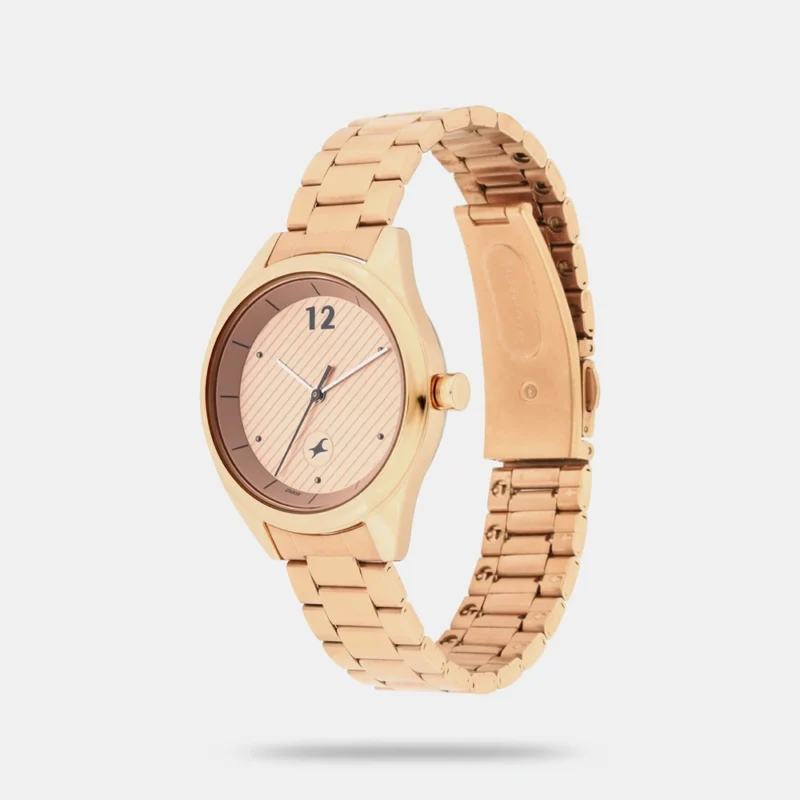 Fastrack Quartz Analog Rose Gold Dial Stainless Steel Strap Watch for Girls - NS6215WM01 - Image 2