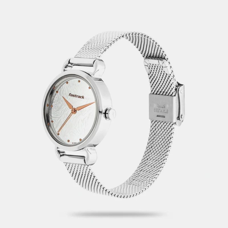 Fastrack Animal Print Quartz Analog Silver Dial Stainless Steel Strap Watch for Girls - NS6221SM01 - Image 2