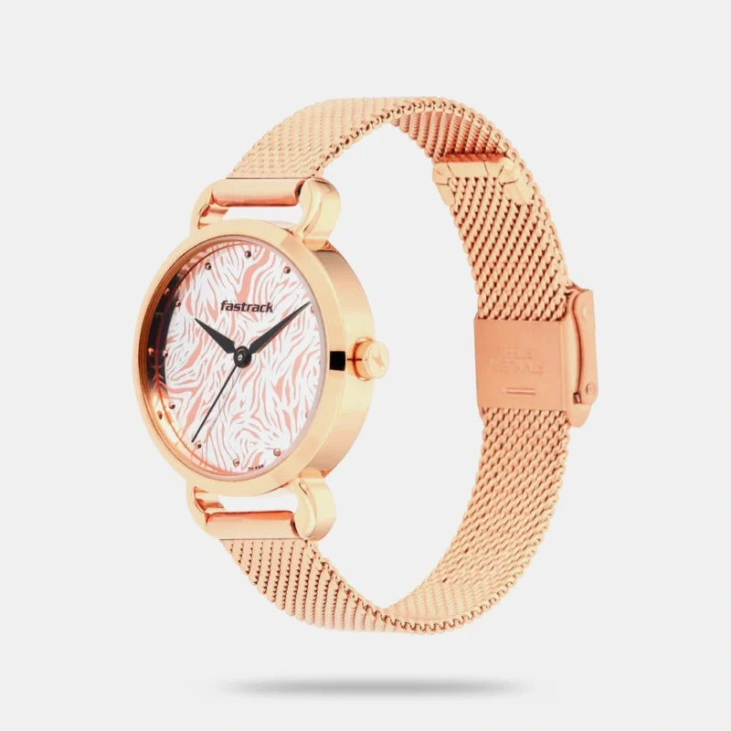Fastrack Animal Print Quartz Analog Bicolour Dial Stainless Steel Strap Watch for Girls - NS6221WM01 - Image 2