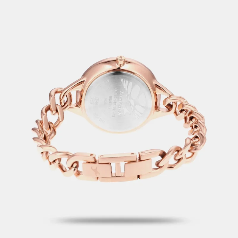Fastrack Glitch Quartz Analog Rose Gold Dial Metal Strap Watch for Girls - NS68026WM01 - Image 4