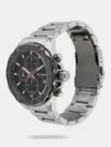 Intricately detailed and stylish, this analog watch from the Octane collection by Titan is specially made for the urban men. Operated by a quartz movement, the black round dial is encased in a 52.5 mm case. It features chronograph functionality and a crown for time adjustment. The stainless steel bracelet exudes a grey hue that accentuates the look of the watch. Moreover, it is fitted with a fold-over clasp with safety that ensures a secure fit on the wrist. <div class="ProductDescriptionPage__productDetails"> <div class="ProductDescriptionPage__contentDetailsPDP"></div> </div>