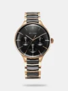 Complement your personality with this men's analog watch from the Automatic collection by Titan. Enclosed in a 56 mm case, the black round dial looks quite attractive. It displays plain three hands and a crown for time adjustment. The genuine leather strap showcases a brown hue that uplifts the look of the watch. Besides, it is completed with a buckle clasp to ensure a secure fit on the wrist.