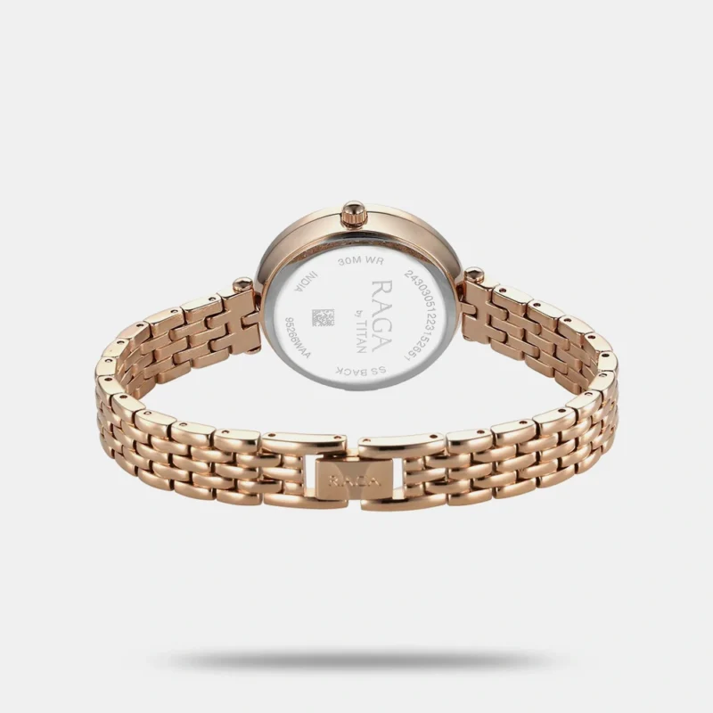 Titan Raga Showstopper Quartz Analog Blue Dial Rose Gold Metal Strap Watch For Women - NS95266WM01 - Image 3