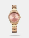 Amaze everyone around you by wearing this women's analog watch from the raga showstopper collection by Titan. The blue round dial is protected by a mineral glass. It features plain 3-hand and a crown for time adjustment. The metal strap comes in a rose gold hue that further elevates the look of the timekeeper. Besides, it is completed with a jewellery clasp clasp to ensure a secure fit on the wrist.