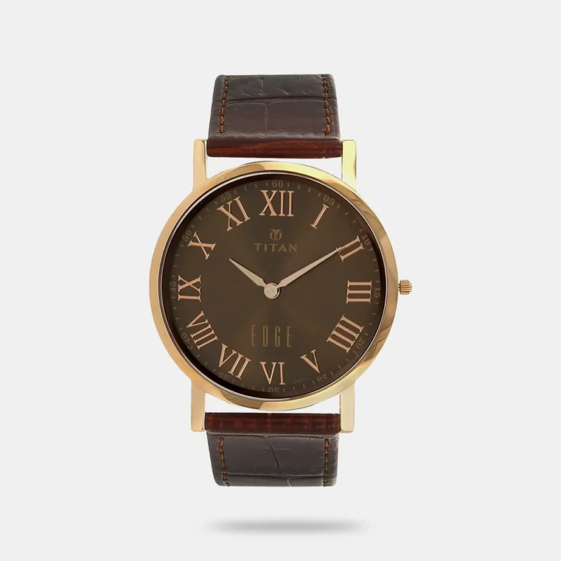 Titan Quartz Analog Brown Dial Leather Strap Watch for Men - NT1595WL03