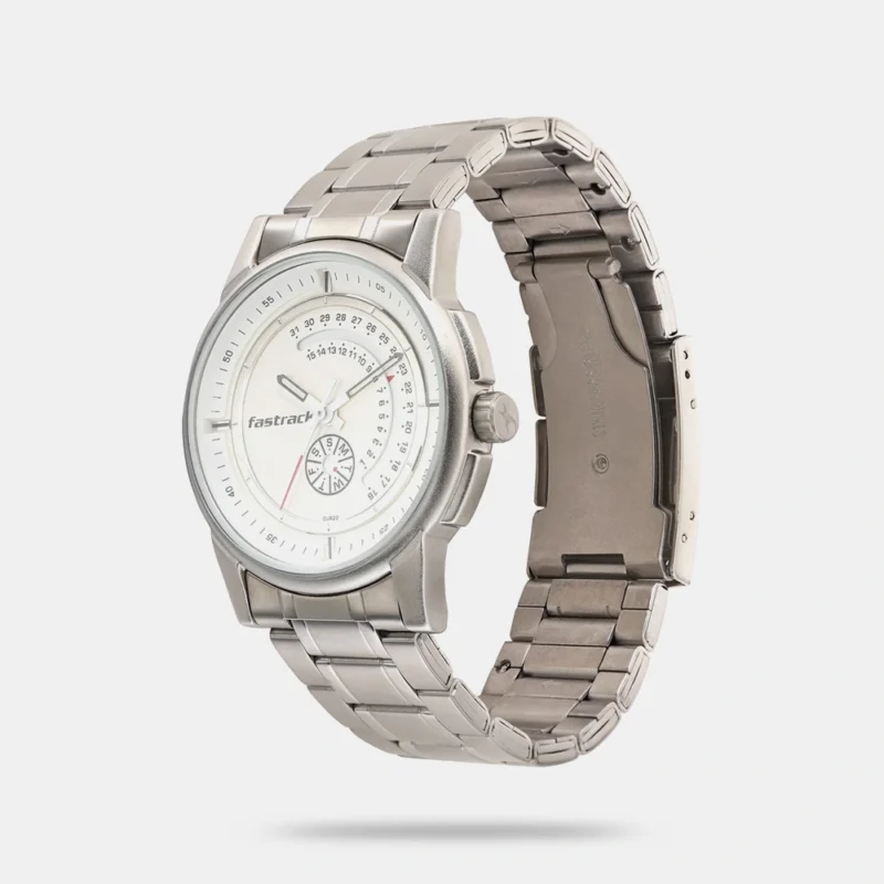 Fastrack Go Skate Quartz Analog with Day and Date White Dial Stainless Steel Strap Watch for Guys - NT3215SM01 - Image 2