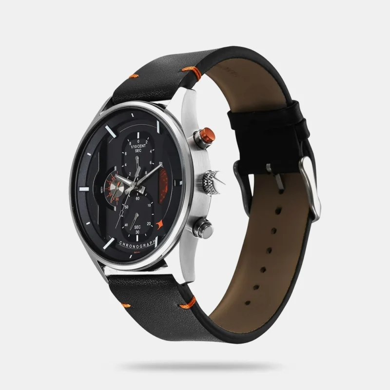 Fastrack Opulence Sun Moon Chronograph Black Dial Black Leather Strap Analog Quartz Watch For Guys - NT3315KL01 - Image 2