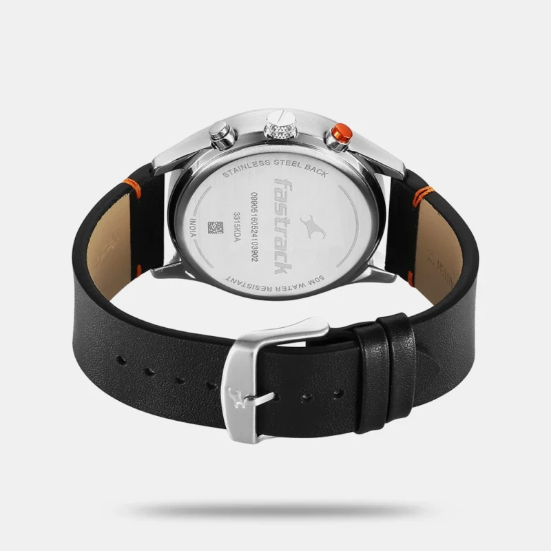 Fastrack Opulence Sun Moon Chronograph Black Dial Black Leather Strap Analog Quartz Watch For Guys - NT3315KL01 - Image 4