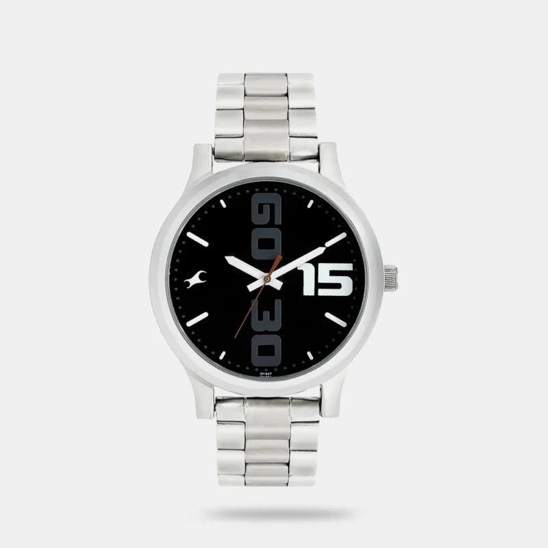 Fastrack Bold Quartz Analog Black Dial Stainless Steel Strap Watch for Guys - NT38051SM04