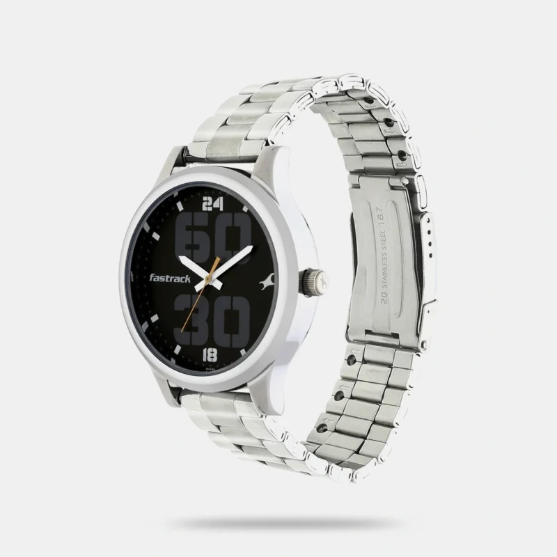 Fastrack Bold Quartz Analog Black Dial Stainless Steel Strap Watch for Guys - NT38051SM04 - Image 2
