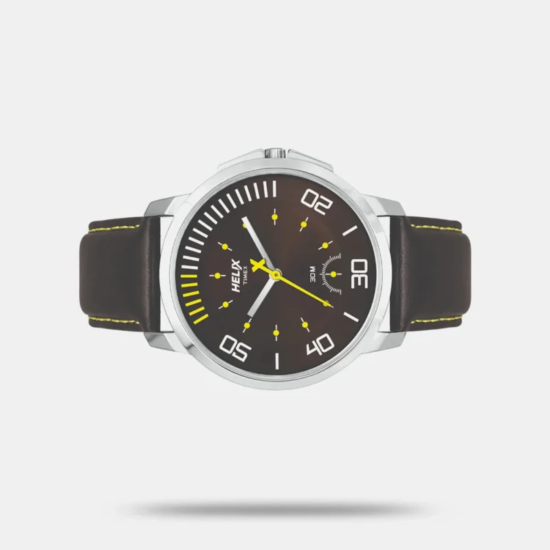 Helix By Timex Brown Round Analog Leather Watch Men - TW027HG06 - Image 2
