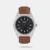 Displaying a modish design, this men's analog watch from Helix is highly versatile that can be worn with an array of outfits. Protected by a mineral glass, the black round dial is housed in a 22 mm case. It vaunts plain three hands, bold stick indices at five-minute intervals and a crown for time adjustment. The genuine leather strap flaunts a brown hue that accentuates the look of the watch. Moreover, it is fitted with a buckle clasp to ensure a secure fit on the wrist.