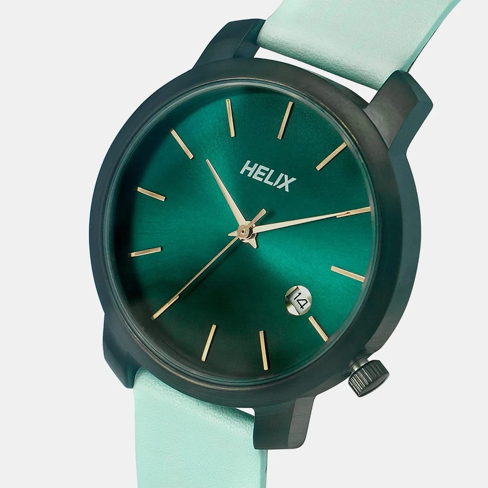 Helix By Timex Green Round Analog Leather Watch Women - TW032HL37 - Image 2