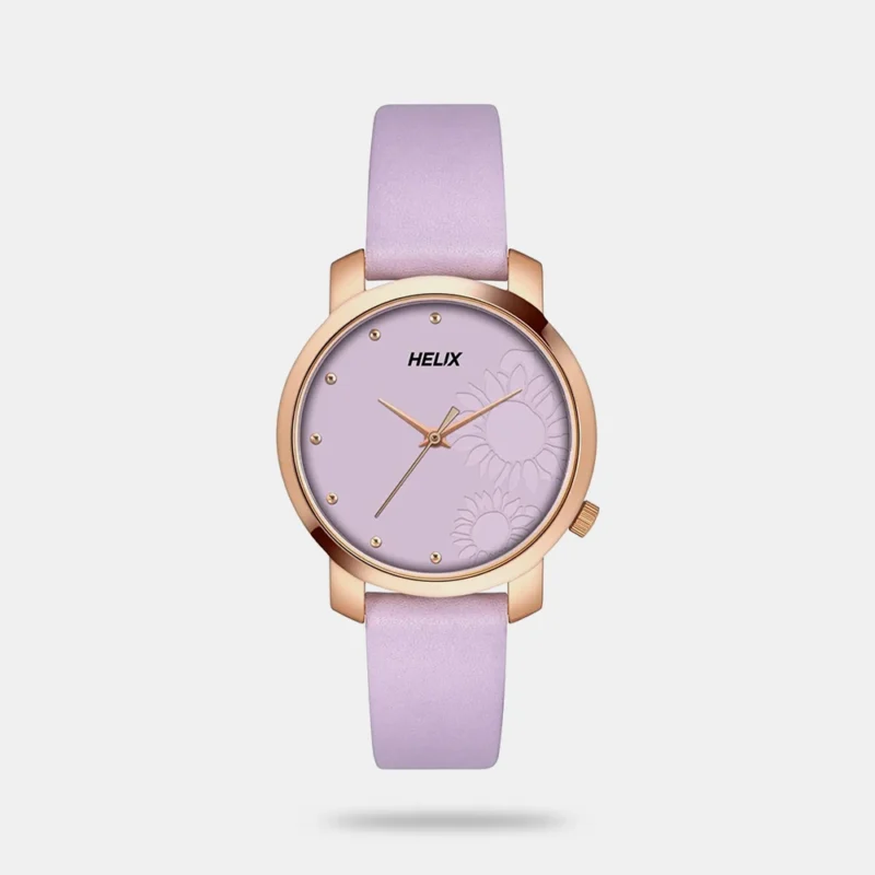 Helix Women Quartz Lavender Dial Analog Leather Watch - TW032HL44