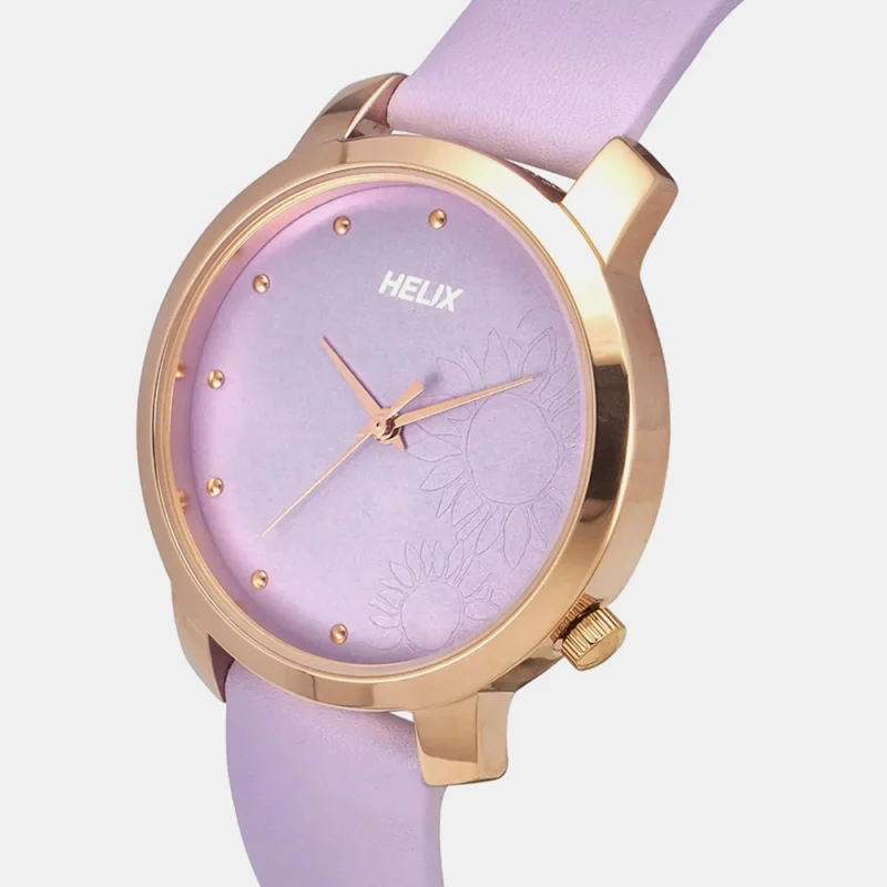 Helix Women Quartz Lavender Dial Analog Leather Watch - TW032HL44 - Image 2
