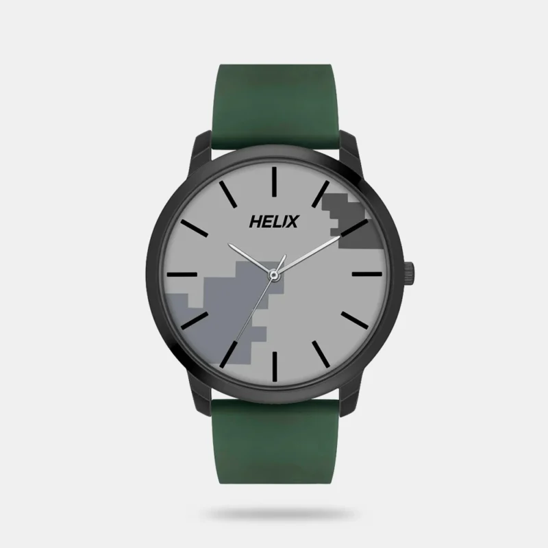 Helix By Timex Grey Round Analog Silicone Watch Men - TW039HG19