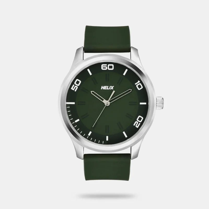 Helix By Timex Green Round Analog Silicone Watch Men - TW043HG24