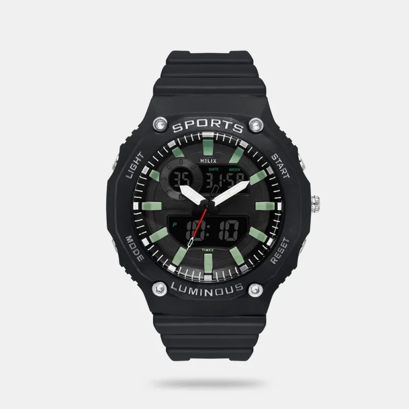 Helix Men Black Round Dial Quartz Analog-Digital Watch - TWESK4700T