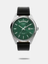A fresh take on a traditional watch, the Timex Legacy never fails to find new ways of telling our story. This timeless piece embraces modern watchmaking with easy to wear proportions, showcasing a rich green dial. We¿ve added a simple date indicator with the day of the week spelled out in full at the 12 o clock position and a magnified date window at the 3 o clock. It is a 41mm goes with anything watch with a refined stainless steel bracelet, bezel, and case a testament to our heritage and well suited for everyday wear.