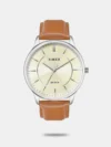 Designed to suit the preference of urban women, this analog watch watch from the collection by Timex is sure to make a style statement. Secured by a mineral glass, the mother of pearl oval dial is protected in a case. It exhibits crown for time adjustment. The brass strap flaunts a rose gold hue that accentuates the look of the watch. Moreover, it is fitted with a jewellery clasp clasp to ensure a secure fit on the wrist.