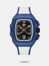 https://watchpalace.in/product/ducati-quartz-chronograph-blue-dial-blue-silicone-strap-watch-for-men-dtwgc0004302w/ A machine that never backs off, DT028 commands attention with its 44 x 52mm ion-plated gun case. The blue matte dial is cut with a dynamic honeycomb texture, overlaid with red-ringed sub-dials that echo Ducati’s instrument clusters. At 3 o’clock, the Ducati logo marks its territory - unmistakable and proud. The tachymeter bezel in gun-metal and blue frames the action. The crown and pushers are rugged and built for control. Finished with a bold blue silicone strap, DT028 delivers the energy, detail, and edge every Ducati fan looks for.