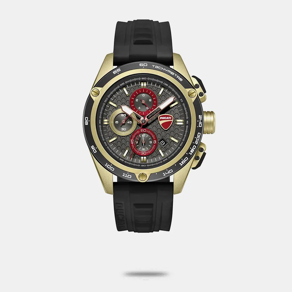 Ducati Quartz Chronograph Grey Dial Black Silicone Strap Watch For Men - DTWGC0004303W