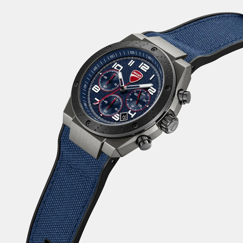Ducati Quartz Chronograph Blue Dial Black Silicone Strap Watch For Men - DTWGO0002502W - Image 2