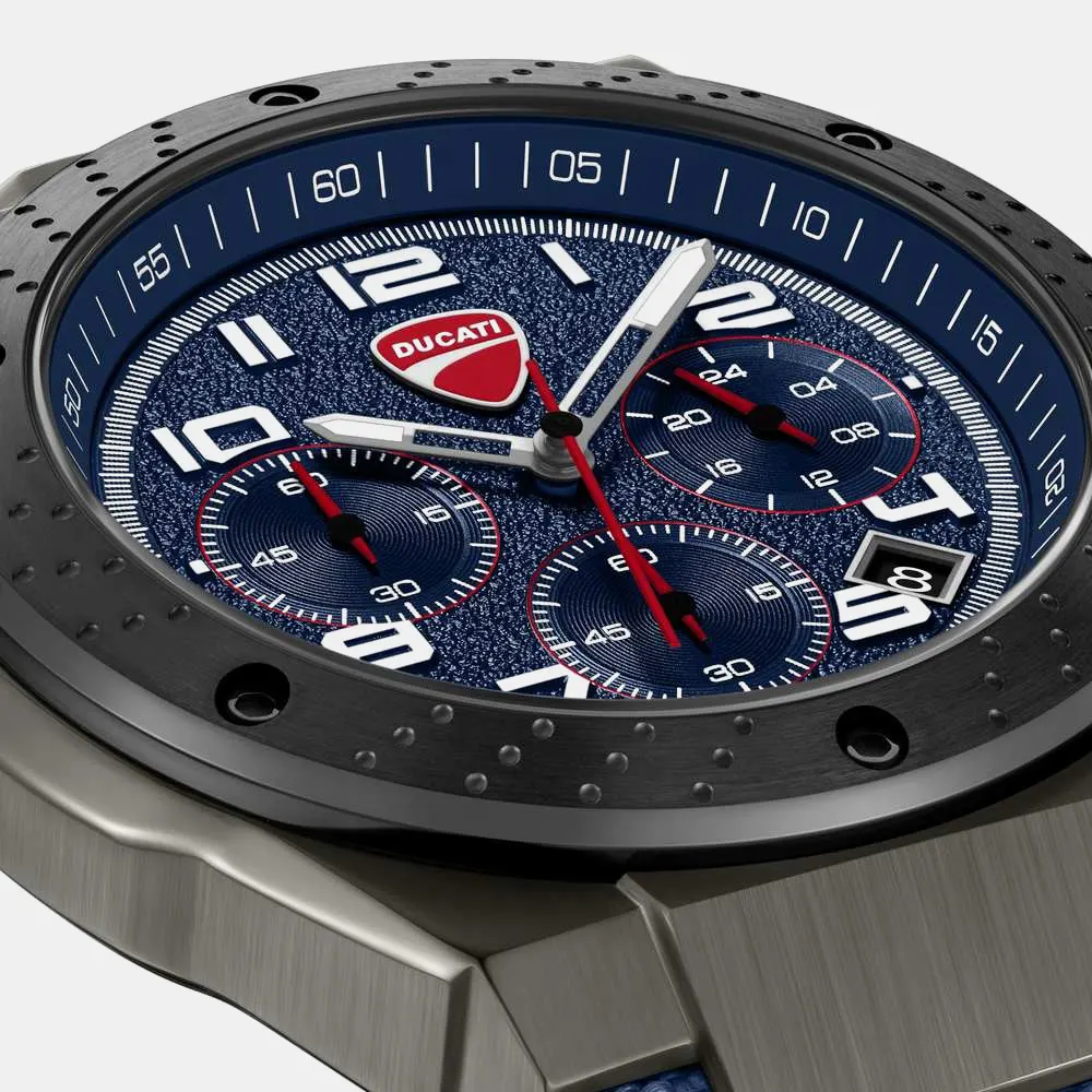 Ducati Quartz Chronograph Blue Dial Black Silicone Strap Watch For Men - DTWGO0002502W - Image 4
