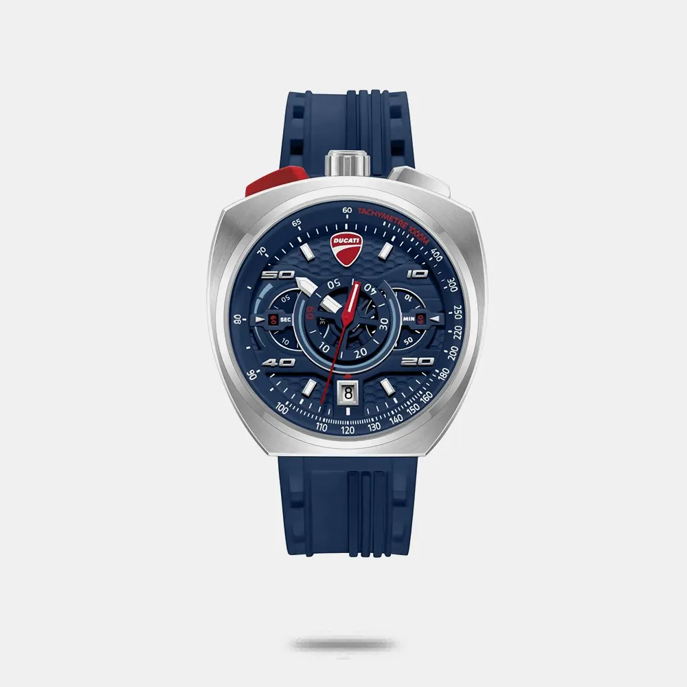 Ducati Quartz Chronograph Blue Dial Blue Silicone Strap Watch For Men - DTWGO0004102W