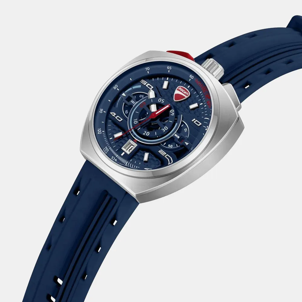 Ducati Quartz Chronograph Blue Dial Blue Silicone Strap Watch For Men - DTWGO0004102W - Image 2