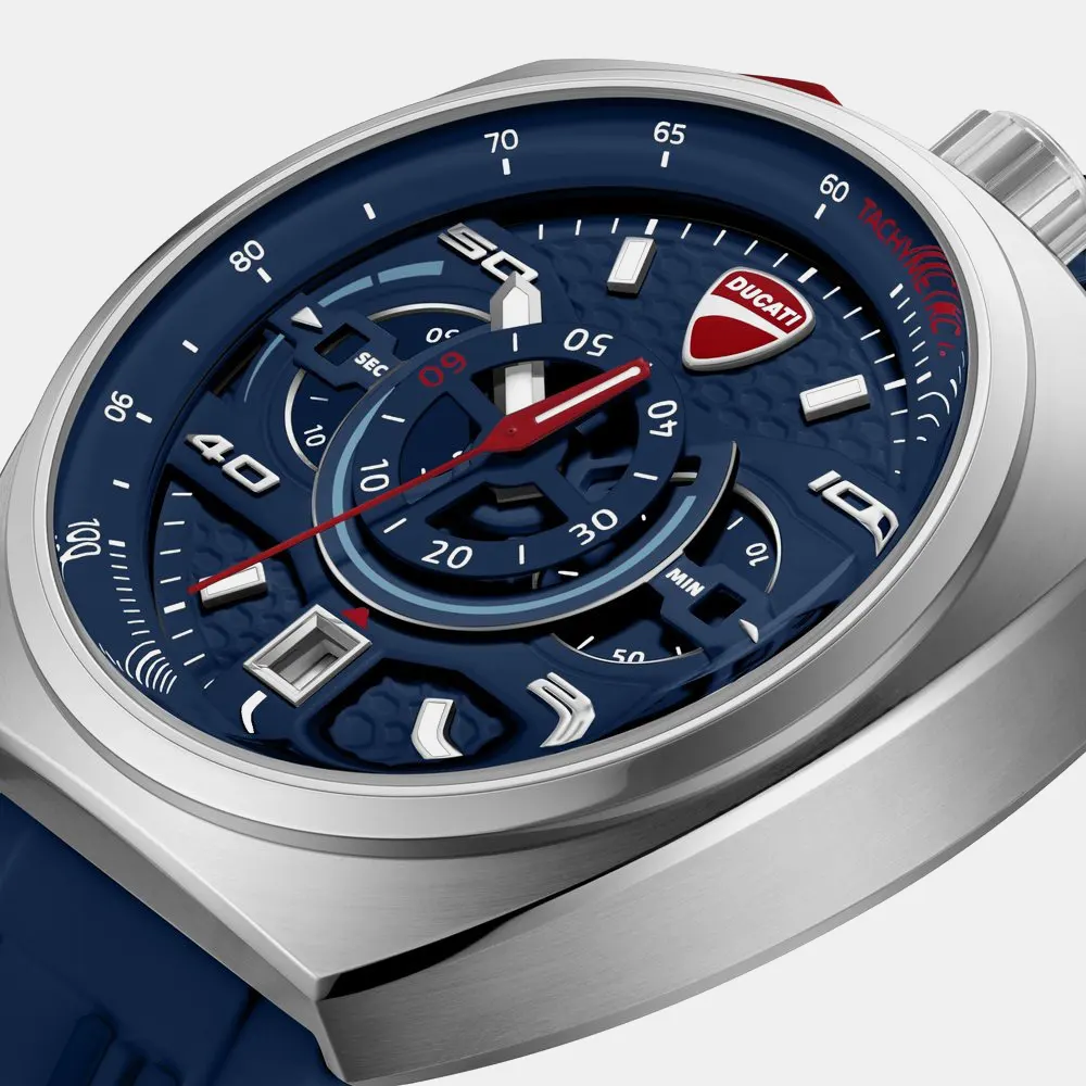 Ducati Quartz Chronograph Blue Dial Blue Silicone Strap Watch For Men - DTWGO0004102W - Image 4