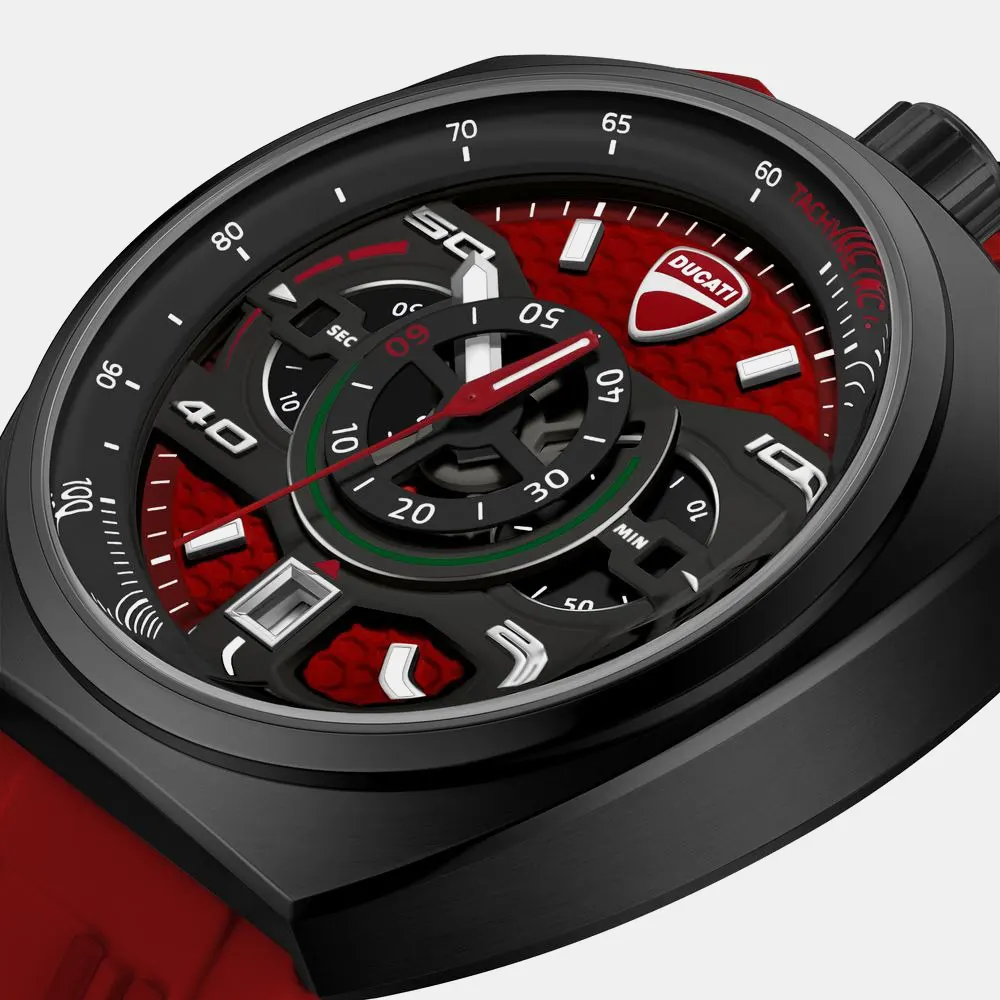 https://watchpalace.in/product/ducati-quartz-chronograph-red-dial-red-silicone-strap-watch-for-men-dtwgo0004105w/ Ducati Quartz Chronograph Red Dial Red Silicone Strap Watch For Men - DTWGO0004105W - Image 3