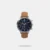 Inspired by the character-rich architectural and cultural language of Chicago, from its modern skyscrapers to its historic cityscape, our Chicago Chronograph collection is both strong and refined. The intricate textures of the blue dial and sub-dials with gold-tone accents, substantial applied indices and brown natural leather strap wear well everywhere.