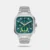Discover Timex watch for men, featuring a green dial, a silver strap made of stainless steel in a square case. Built with stainless steel body to balance clarity and durability. Dimensions include 46.2 mm dial size, 21 - 30 mm strap width, 6 - 9 mm profile for comfortable wear. Key features: quartz movement, chronograph display, 5 atm water resistance. A secure foldover clasp ensures a dependable fit.