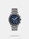 https://watchpalace.in/product/hampton-men-quartz-black-dial-chronograph-stainless-steel-watch-ax2454/ The Armani Exchange AX2454 Hampton is a bold, 46mm men's chronograph watch featuring a sleek, gunmetal-toned stainless steel design. It pairs a textured black dial with stick indices and a three-subdial stopwatch, powered by a reliable quartz movement and protected by a scratch-resistant mineral crystal. With 5 ATM water resistance, this masculine, monochrome timepiece blends urban streetwear style with athletic functionality.