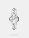 https://watchpalace.in/product/lady-banks-women-quartz-white-dial-chronograph-stainless-steel-watch-ax4331/ This two-tone perfection from the House of Armani Exchange is an example of immaculate designing and class. A white mother-of-pearl dial adorned with crystal-accented indexes gleams in this chic two-tone watch. This watch would definitely elevate your look.