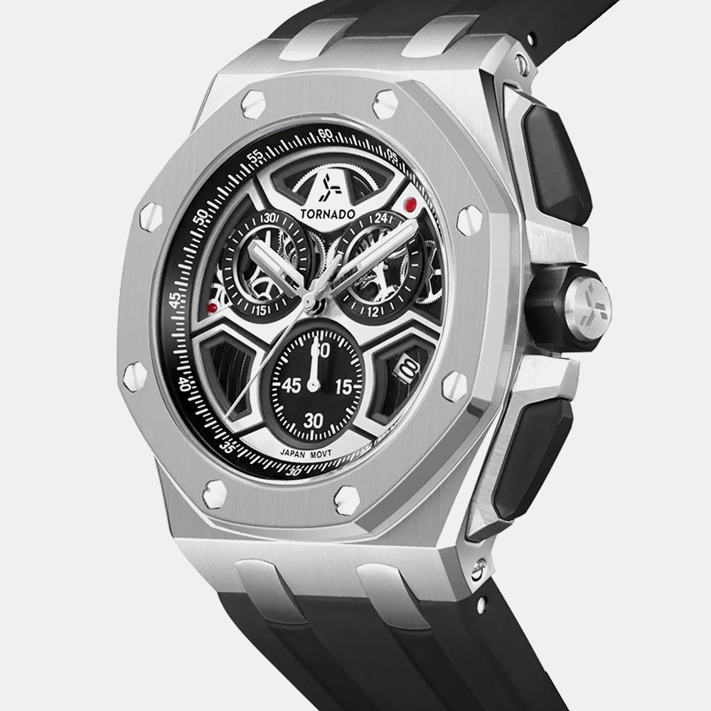 https://watchpalace.in/product/tornado-mens-chronograph-black-dial-watch-t25103-ssbb/ Tornado Men's Chronograph black Dial Watch - T25103-SSBB - Image 3