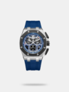 The Tornado T25104S-SBSN-N is a premium men's chronograph watch featuring a distinct 42mm square blue dial and a durable silver 316L stainless steel link bracelet. Powered by a precise Seiko VK64 Meca-Quartz movement, this stylish timepiece includes a butterfly clasp closure and comes as a curated gift set featuring a matching luxury wallet.