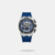 The Tornado Lumina Chronosphere (T25103-SSLLB) is a premium men's sports watch featuring a bold 43 mm silver stainless steel case, a black octagonal bezel, and a vibrant blue multi-dial face. Powered by a precise Japanese quartz chronograph movement, it is built for durability with a scratch-resistant sapphire crystal, a flexible blue silicone strap with a butterfly deployment clasp, and 10 ATM water resistance.