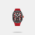The Tornado Xenith Curve  T26101-XFRR  is a sports-casual men's chronograph watch. It features a bold red dial, a 44mm square grey stainless steel case, a red FKM rubber strap, and a reliable Japanese quartz movement with 10 ATM water resistance.