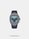 https://watchpalace.in/product/men-dial-straps-analogue-watch-t26102-srgg/ The Tornado T26102-SRGG is a premium men's chronograph watch featuring a striking green dial inside a 42mm silver square stainless steel case. Engineered with a reliable Japanese Seiko VD54 quartz movement, it offers a distinct, modern look paired with a flexible green rubber strap and 100-meter water resistance.