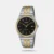 The Casio Enticer A2521 (MTP-B145SG-1AVDF) is a sleek, vintage-inspired men's analog watch featuring a minimal black dial housed in a slim stainless steel case. It is paired with an elegant silver and gold dual-tone steel bracelet (18mm lug width), powered by a reliable Japanese quartz movement, and offers 50