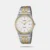 The Casio Enticer A2522 is a sleek and elegant men's analog dress watch featuring a classic PRX-style integrated bracelet silhouette. It sports a two-tone silver and gold stainless steel case and band paired with a minimalist white dial and a convenient date display window. With its ultra-slim 7.4mm profile and 50-meter water resistance, it serves as a highly versatile and sophisticated timepiece perfect for both formal and daily wear.