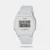 Discover Casio watch for unisex, featuring a white dial, a white strap made of resin in a rectangular case. Built with resin and stainless steel body to balance clarity and durability. Dimensions include 35 mm dial size, 10 - 14 mm profile for comfortable wear. Key features: quartz movement, digital display, 5 atm water resistance. A secure pin buckle ensures a dependable fit.