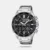 Discover Casio watch for men, featuring a black dial, a silver strap made of stainless steel in a round case. Built with mineral and stainless steel body to balance clarity and durability. Dimensions include 39 - 48 mm dial size, 10 - 14 mm profile for comfortable wear. Key features: quartz movement, analog-digital display, 10 atm water resistance. A secure deployment clasp ensures a dependable fit.