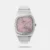 Discover Timex watch for unisex, featuring a pink dial, a silver strap made of stainless steel in a square case. Built with mineral and stainless steel body to balance clarity and durability. Dimensions include 34 mm dial size, 10 - 14 mm profile for comfortable wear. Key features: automatic movement, analog display, 5 atm water resistance. A secure expansion band ensures a dependable fit.