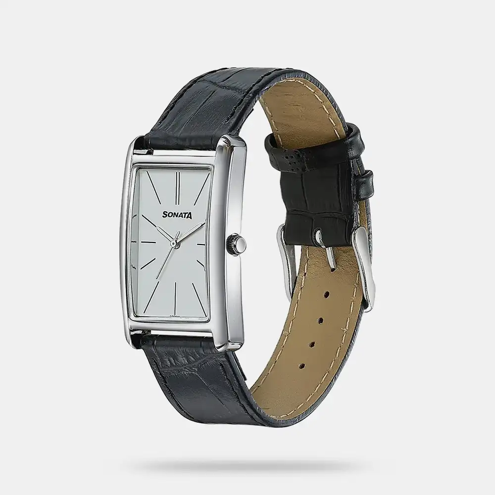 https://watchpalace.in/product/sonata-ascent-white-rectangular-watch-with-leather-strap-77196sl01/ Sonata Ascent White Rectangular Watch with Leather Strap - 77196SL01 - Image 2