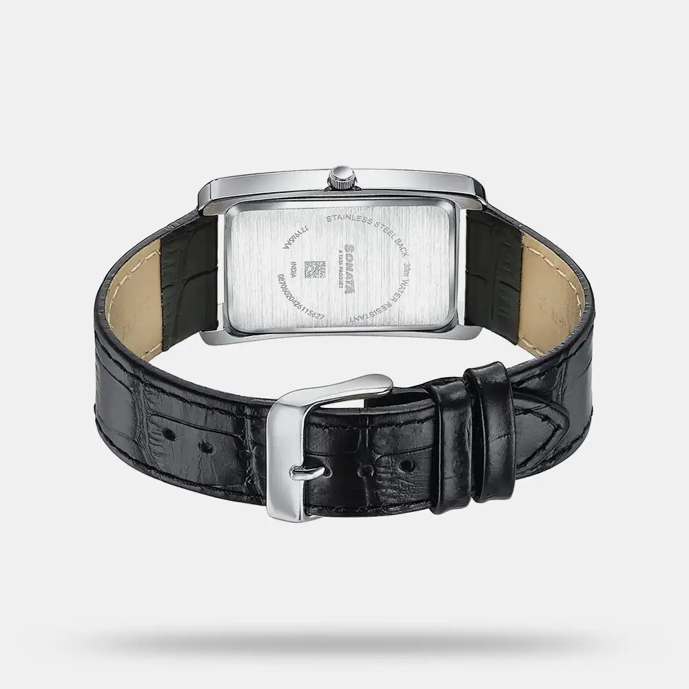 https://watchpalace.in/product/sonata-ascent-white-rectangular-watch-with-leather-strap-77196sl01/ Sonata Ascent White Rectangular Watch with Leather Strap - 77196SL01 - Image 3
