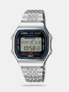 Discover Casio watch for women, featuring a gold dial, a gold strap made of stainless steel in a square case. Built with acrylic and stainless steel body to balance clarity and durability. Dimensions include 30.3 mm dial size, 21 - 30 mm strap width, 6 - 9 mm profile for comfortable wear. Key features: quartz movement, digital display, 5 atm water resistance. A secure foldover clasp ensures a dependable fit.