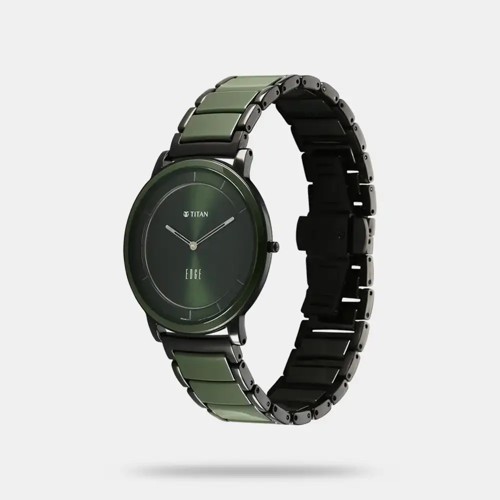 https://watchpalace.in/product/titan-edge-melange-slim-steel-ceramic-strap-green-dial-analog-watch-for-men-nu1878kd05/ Titan Edge Melange Slim Steel & Ceramic Strap Green Dial Analog Watch For Men - NU1878KD05 - Image 2